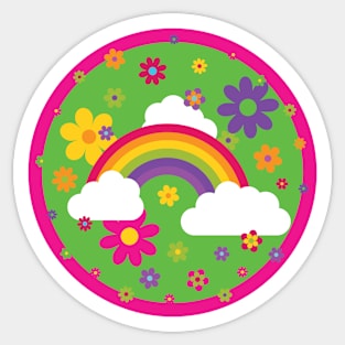 Super Bright Rainbow and Flowers Sticker